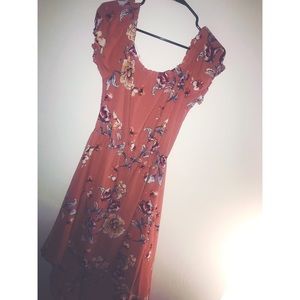 Floral off the shoulder high low dress